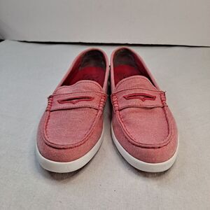 Cole Haan Women's Pinch Penny Loafers Size 8B Red Canvas Slip On Shoes
